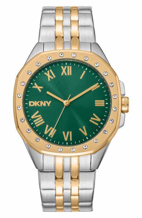 Two Tone Crystal Bezel Quartz Bracelet Watch, 36mm