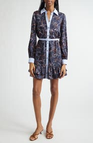 Cinq à Sept Malvia Floral Print Long Sleeve Shirtdress