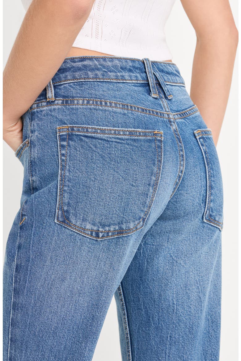 Raw Hem Low Rise Relaxed Flare Jeans, Alternate, color, INDIGO1287