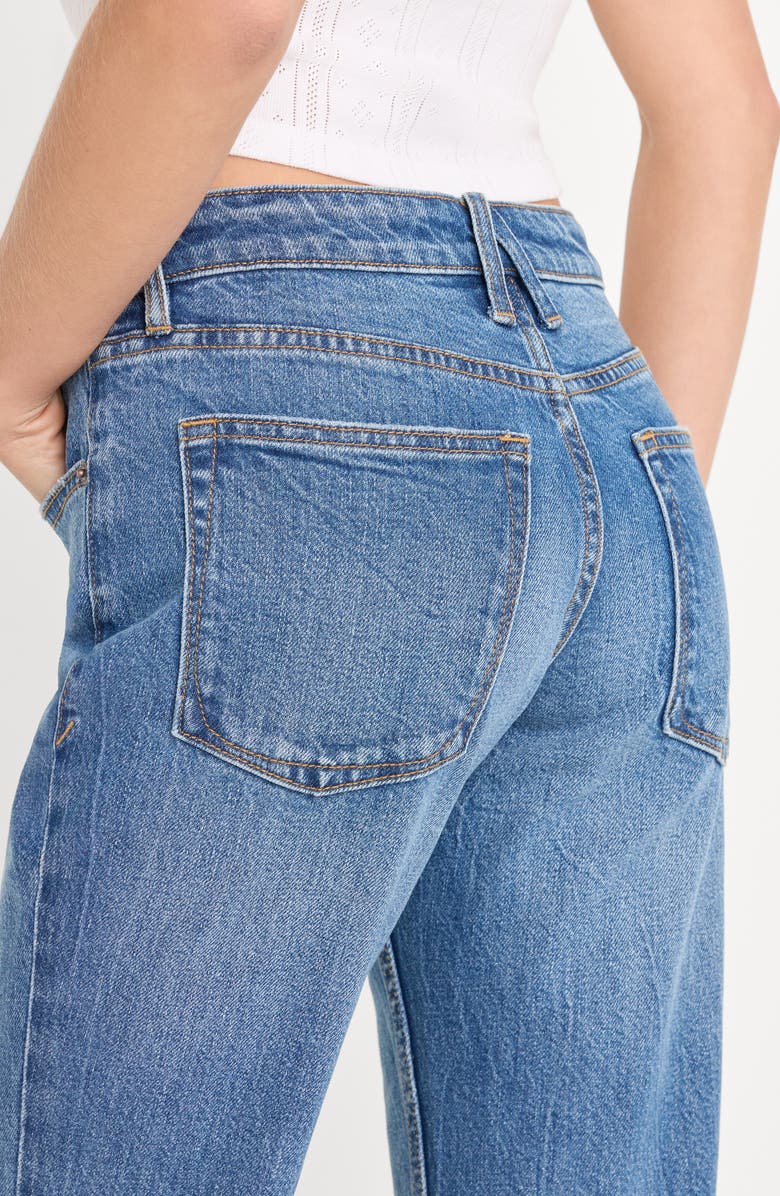 Good American Raw Hem Low Rise Relaxed Flare Jeans, Alternate, color, Indigo1287