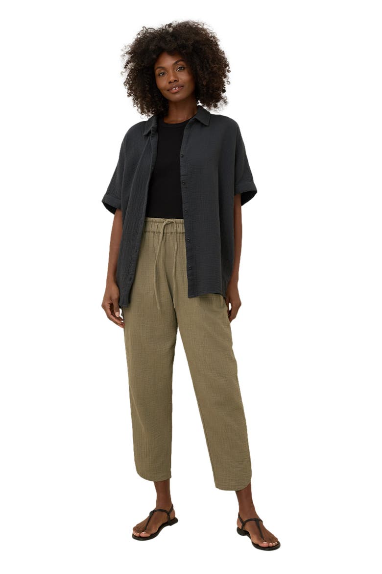 Organic Cotton Coastal Double Gauze Tapered Pull-On Pant, Main, color, Khaki Green