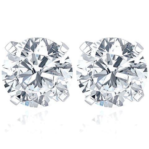Certified 1.47Ct Round Diamond Studs in 14k Gold Lab Grown