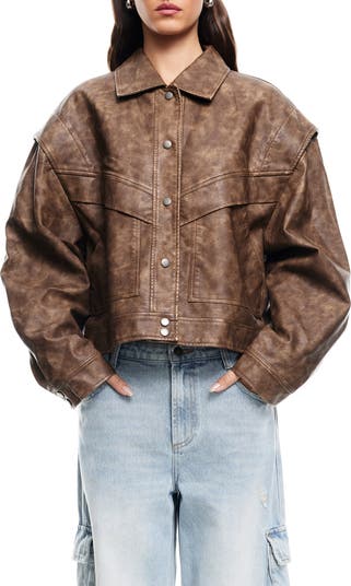 Hailey Oversize Faux Leather Bomber Jacket
