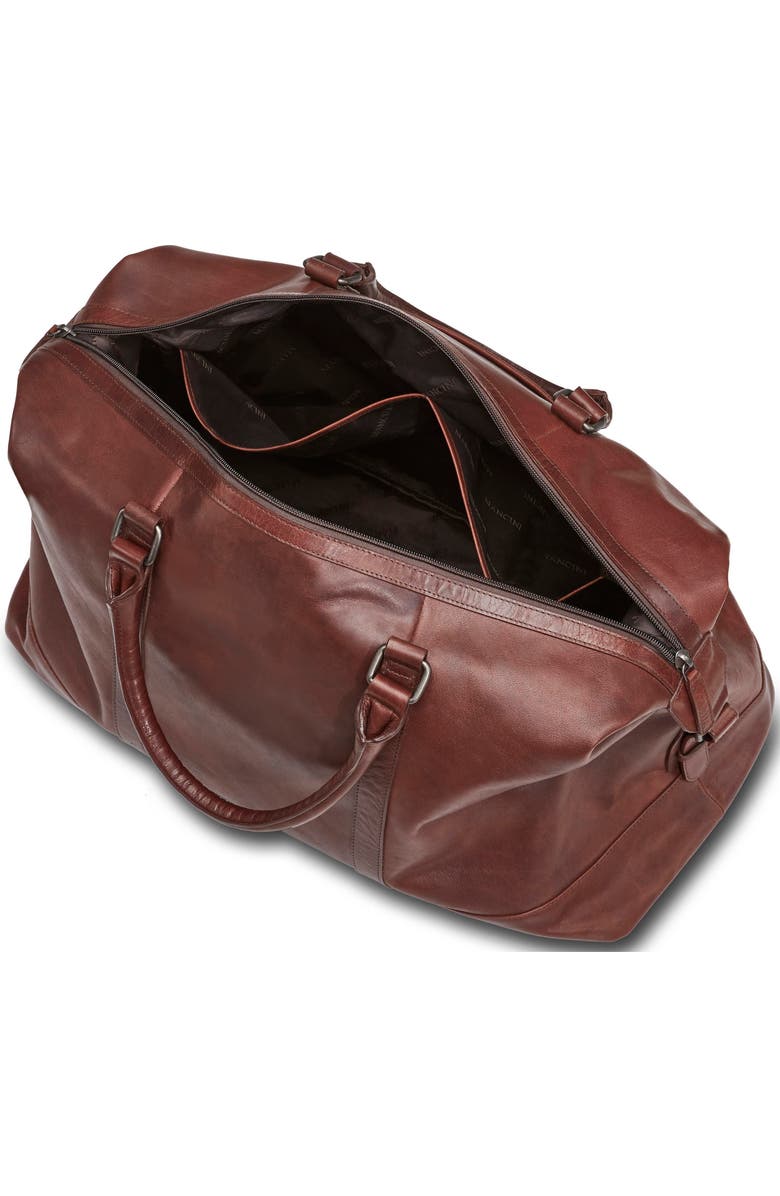 Mancini Carry-On Leather Duffle Bag, Alternate, color, Brown