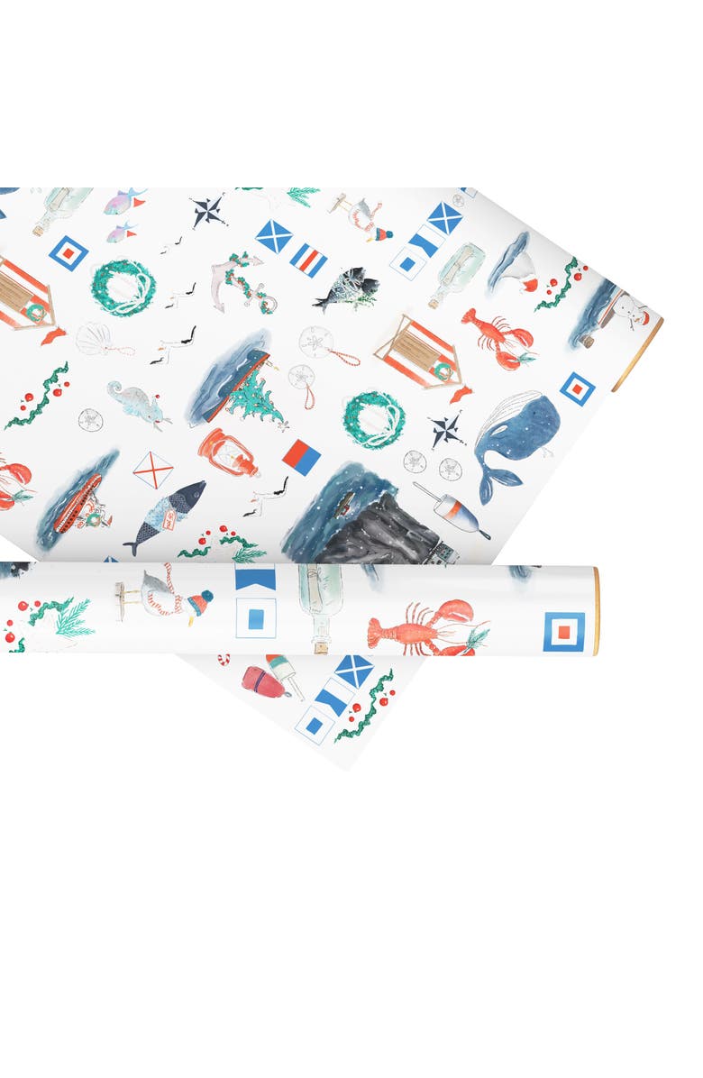 Ramus & Co Two-Sided "Seas N' Wishes" Heavyweight Christmas/Holiday Gift Wrap, Alternate, color, Multicolored