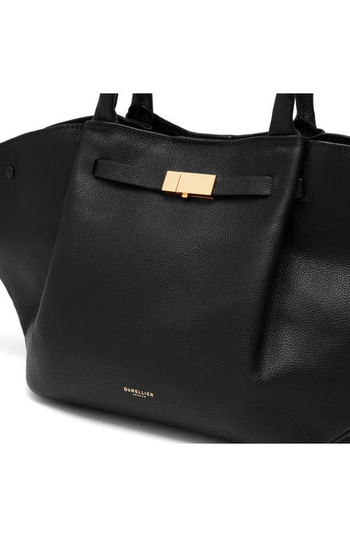 Demellier Midi New York Buckle Leather Tote Bag In Black