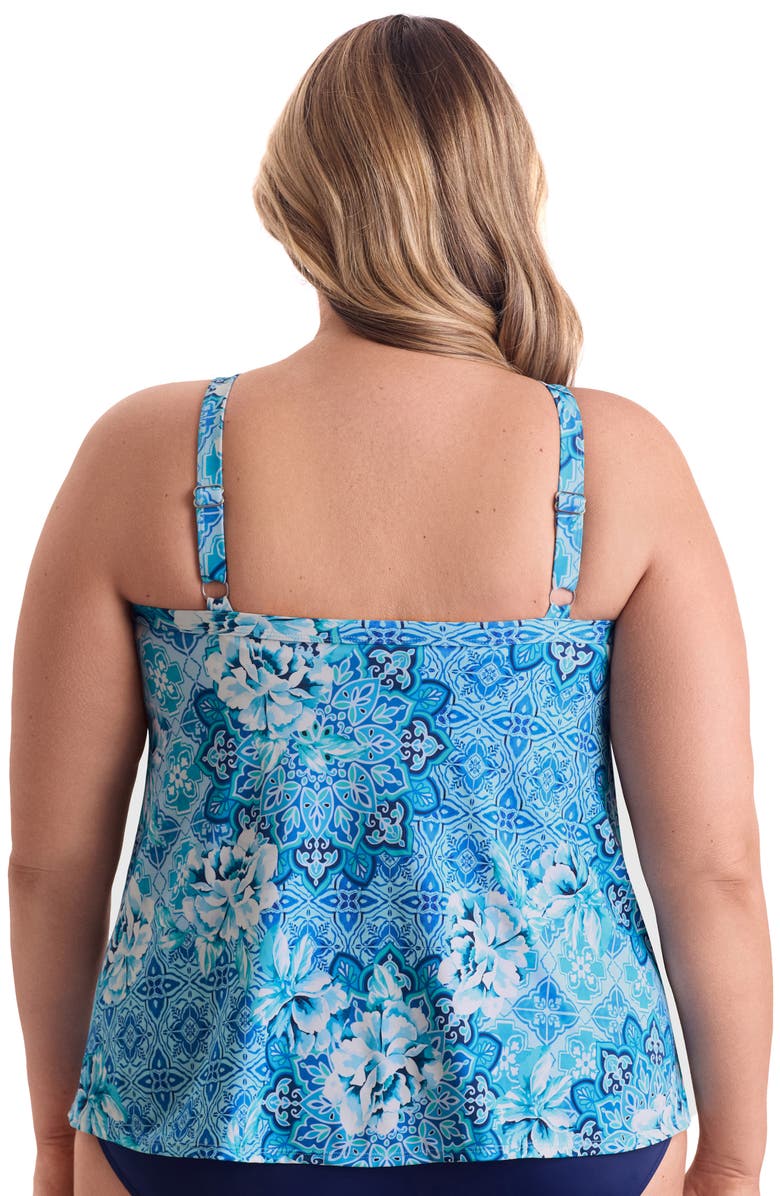 ShapeSolver High Neck Tankini Plus Size Swimsuit Top, Alternate, color, Barcelona Blues