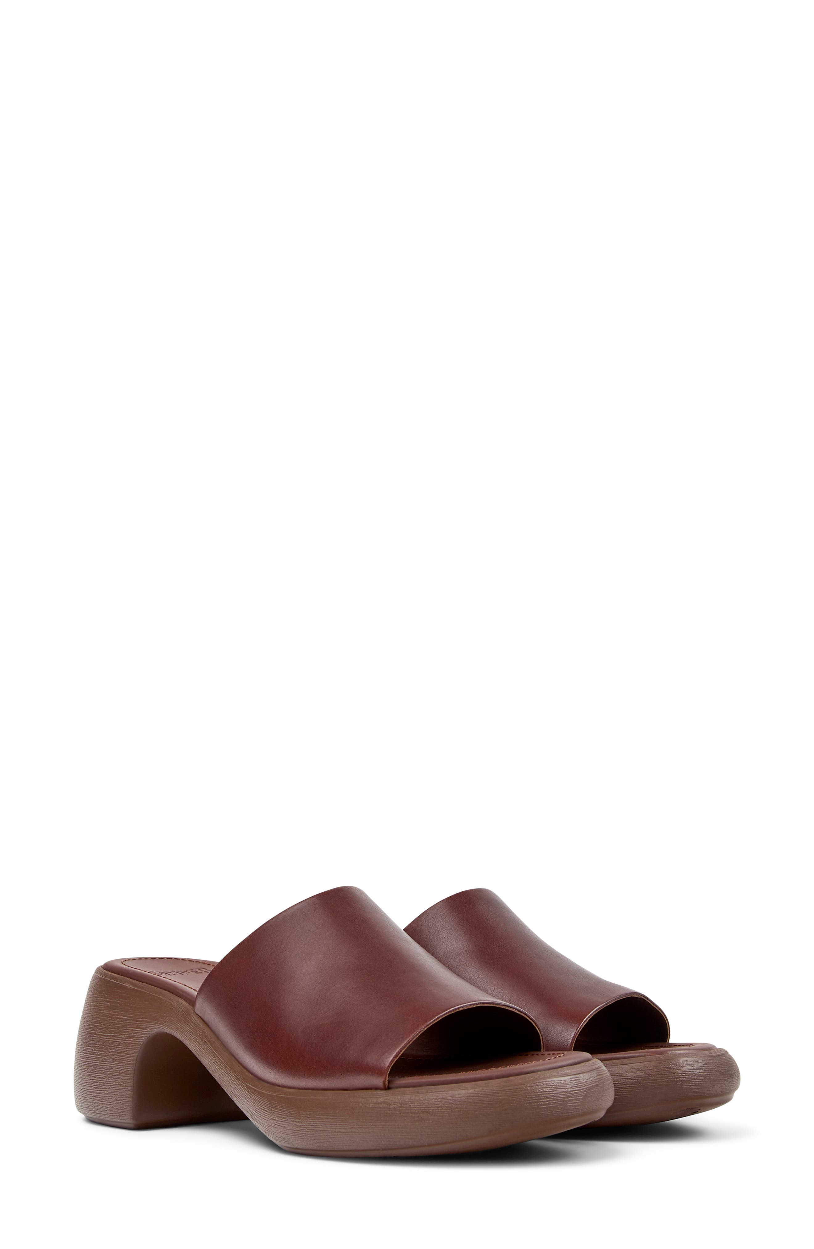 Camper Thelma Platform Slide Sandal, Main, color, Medium Brown