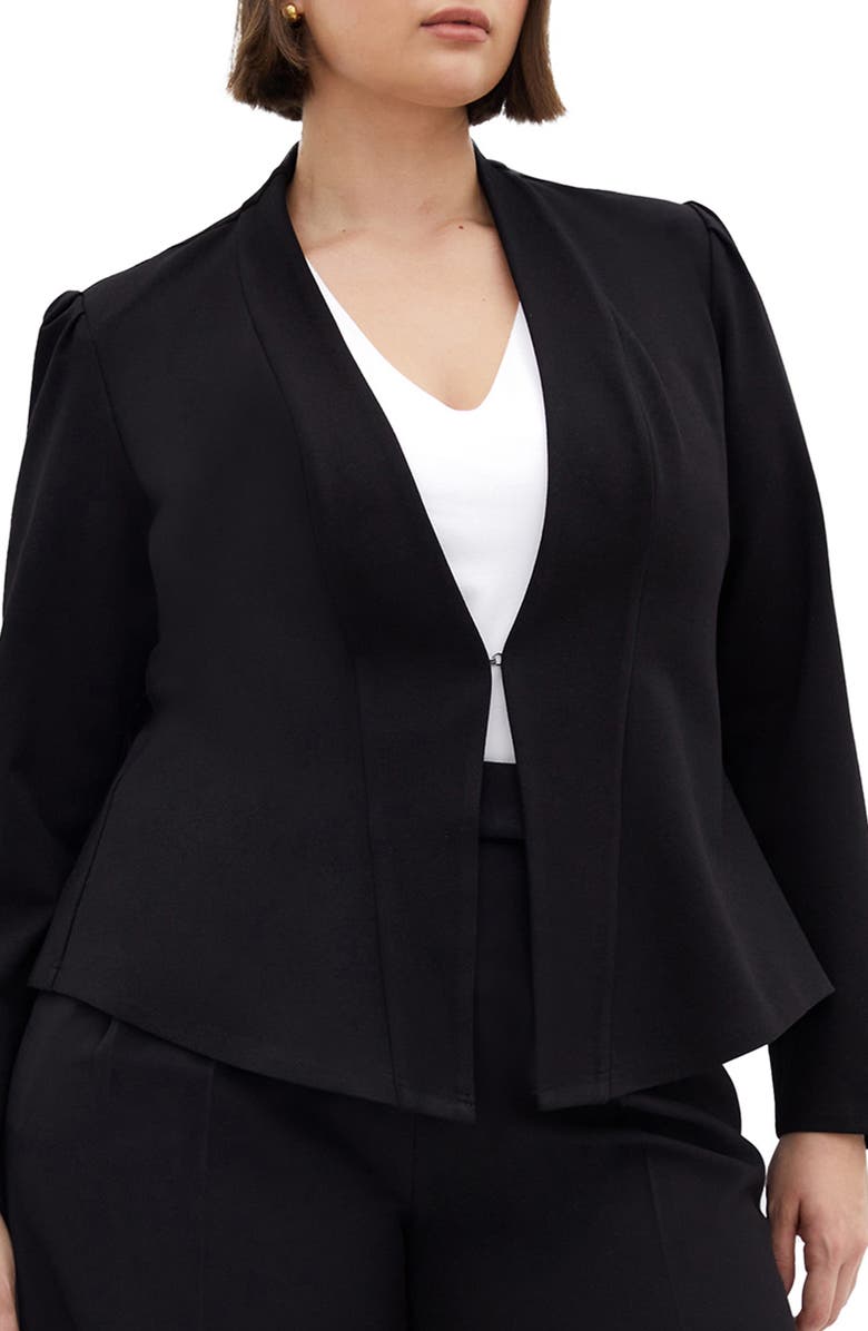 City Chic Praise Tailored Jacket, Main, color, Black