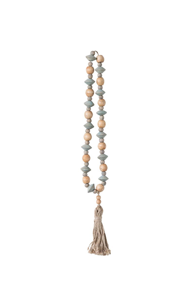 Storied Home Abaca Wood Bead Strand with Tassel, Main, color, Blue