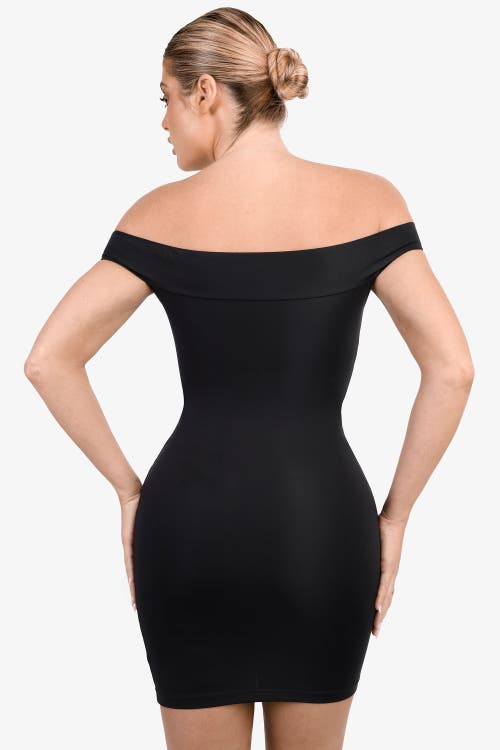 Popilush Shapewear Off-the-shoulder Bodycon Mini Dress In Classic Black