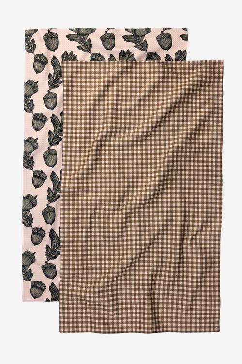 Geometry Kitchen Tea Towel Set In Brown