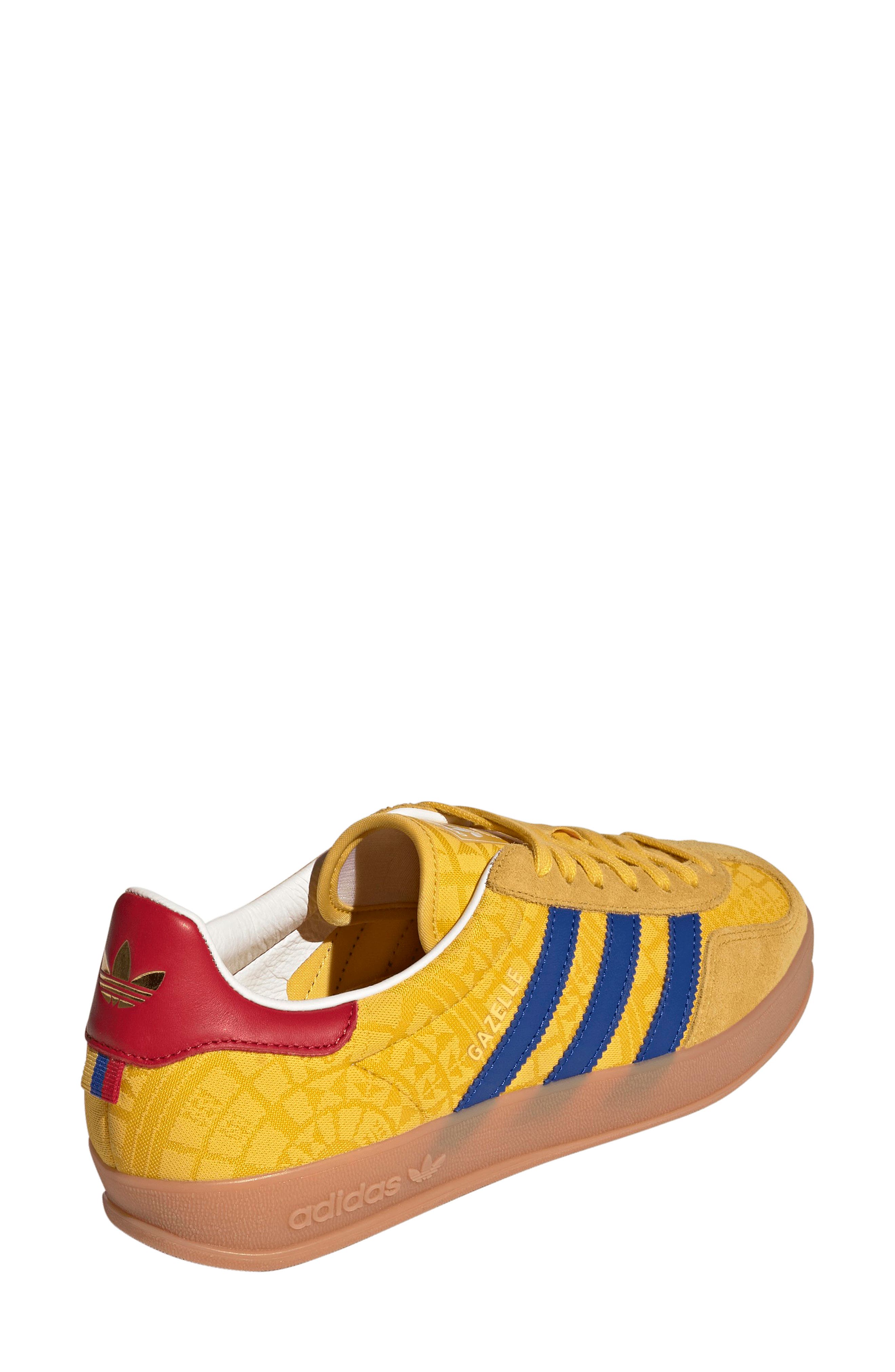 Gazelle Indoor Sneaker, Alternate, color, GOLD/ POWER BLUE/ TEAM RED