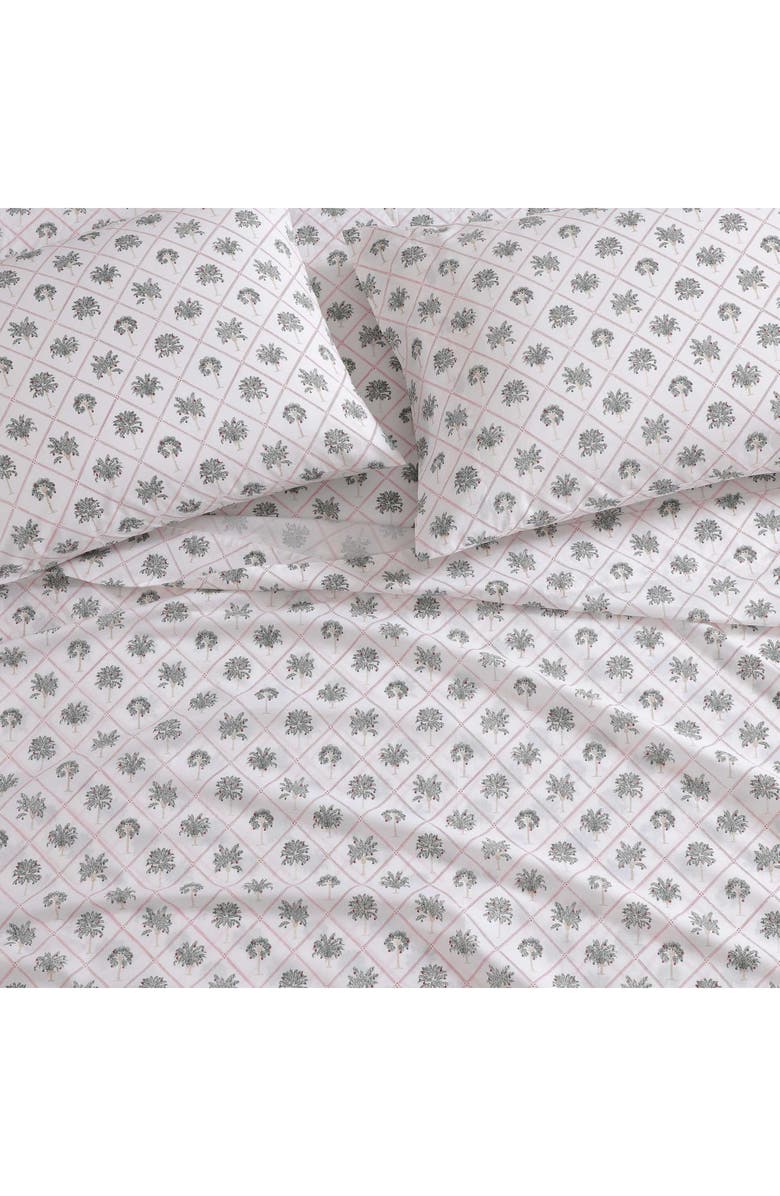 Tommy Bahama Palm Tree Trellis 200 Thread Count Cotton Percale Sheet Set, Alternate, color, White