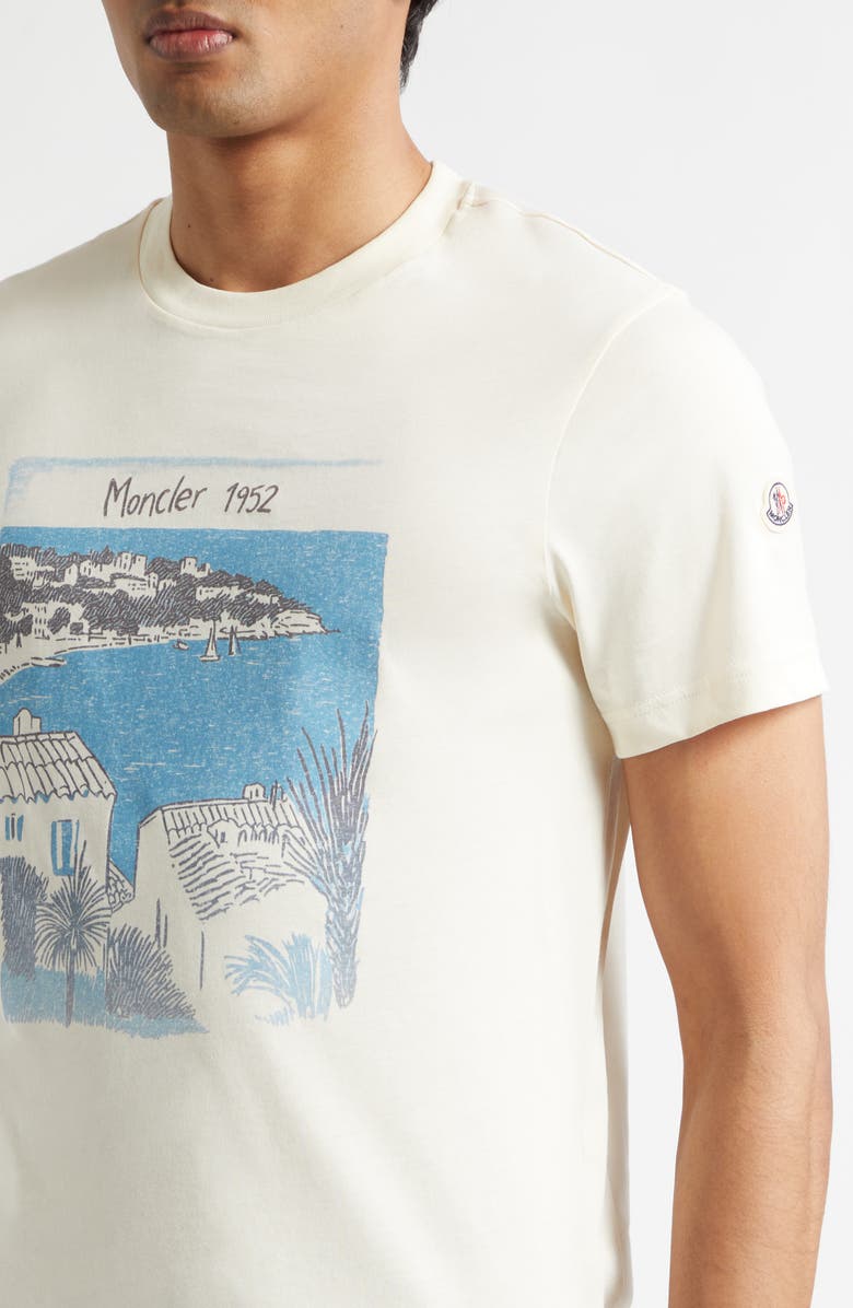 Moncler Seaside Graphic T-Shirt, Alternate, color, Melange Cream