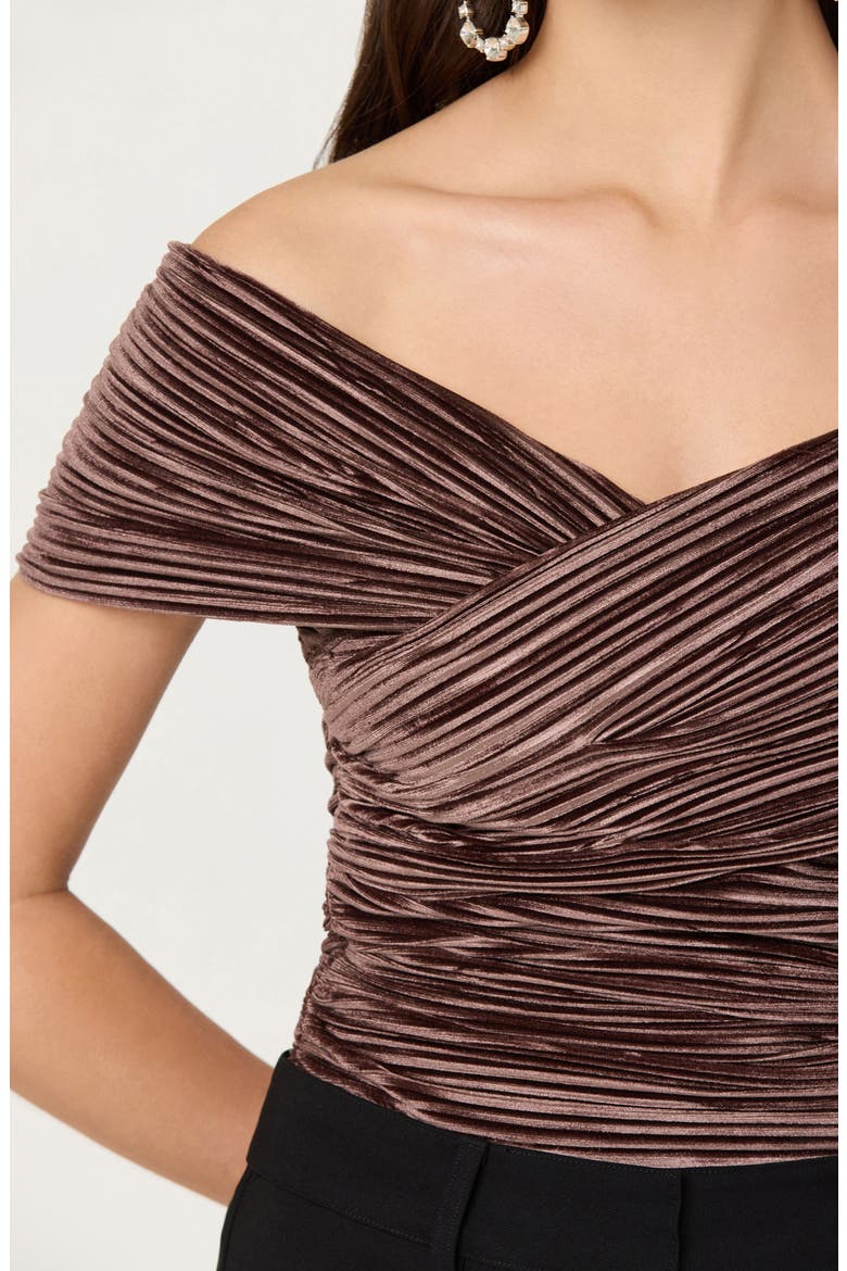Mallina Off the Shoulder Top, Alternate, color, MUSHROOM