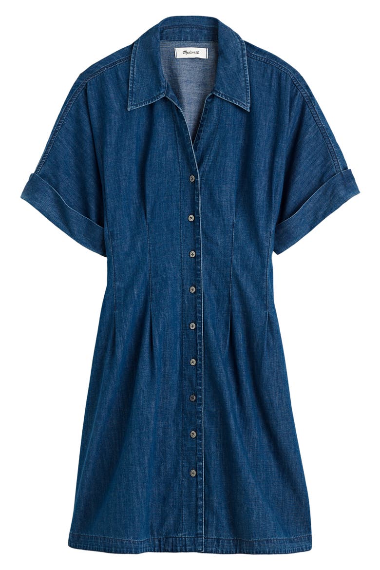 Pleated Denim Shirtdress, Alternate, color, CLEAN BIRKDALE