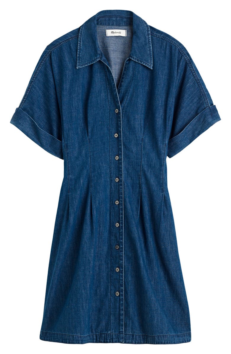 Madewell Pleated Denim Shirtdress, Alternate, color, Clean Birkdale
