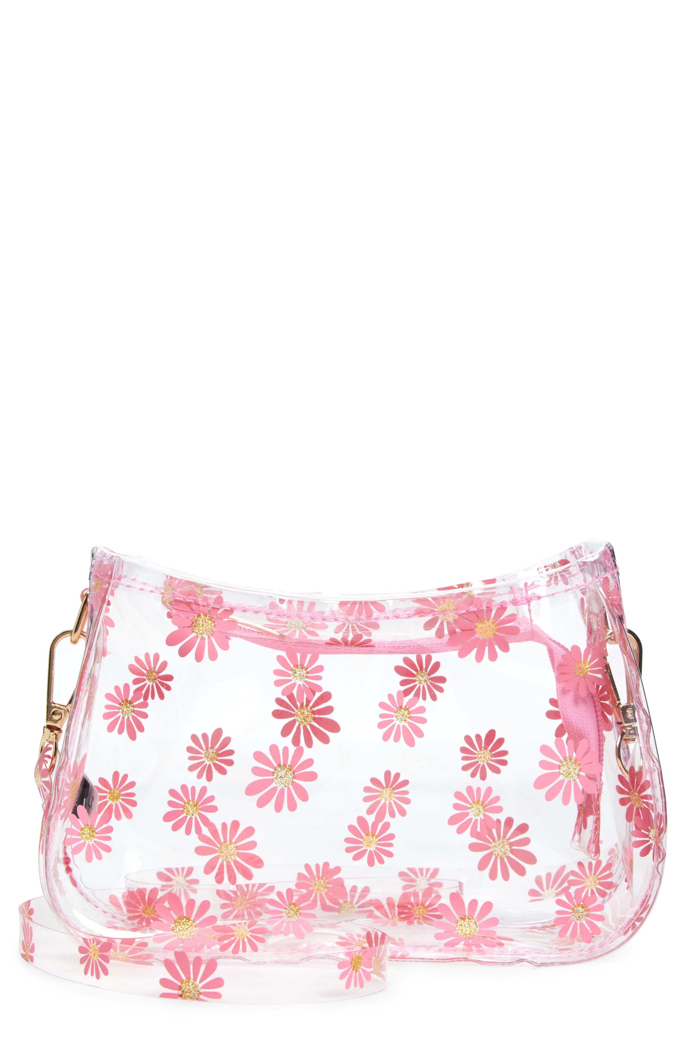 Capelli New York Kids' Daisy Print Clear Crossbody Bag in Pink Combo 