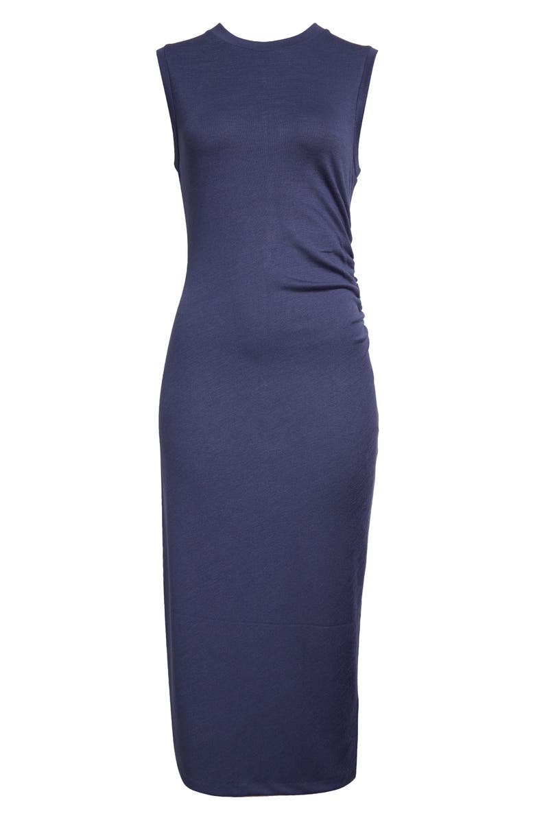 Vince Side Ruched Sleeveless Knit Midi Dress, Alternate, color, Dk Peri