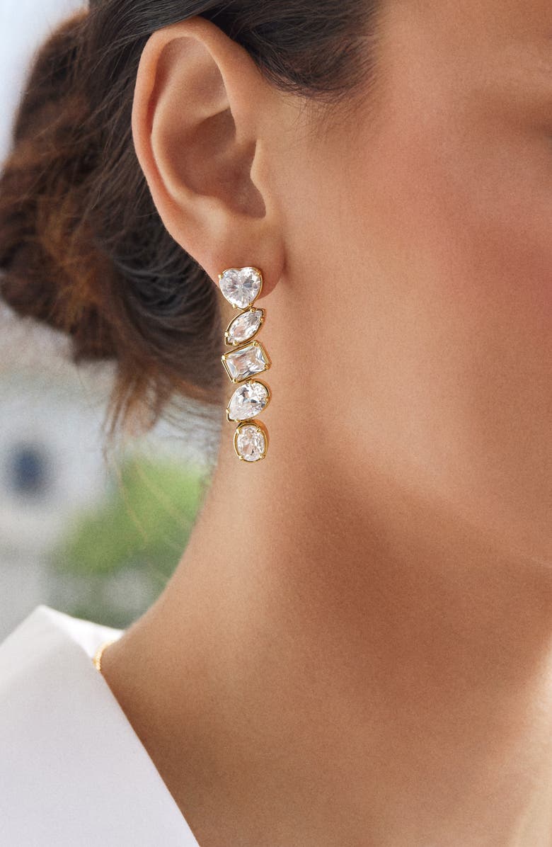 BaubleBar Eva Cubic Zirconia Drop Earrings, Alternate, color,