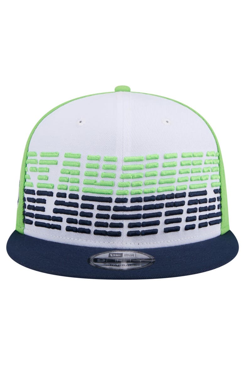 Men's New Era White/College Navy Seattle Seahawks Throwback Space 9FIFTY Snapback Hat, Alternate, color, White