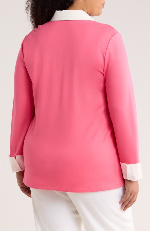 Jones New York Mixed Media Collar Sweater In Pink