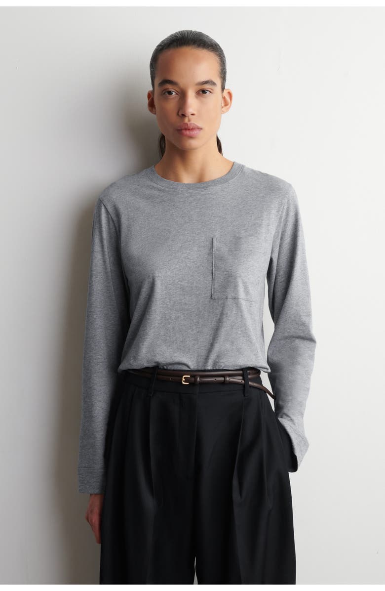 COS Cotton Long-Sleeved T-Shirt, Main, color, Gray Mélange