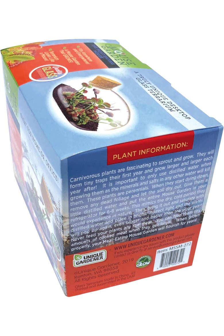 Carnivorous Mouse Garden Terrarium Kit - Glass & Planter to Grow Venus Flytrap and Sundew Plants, Alternate, color, None