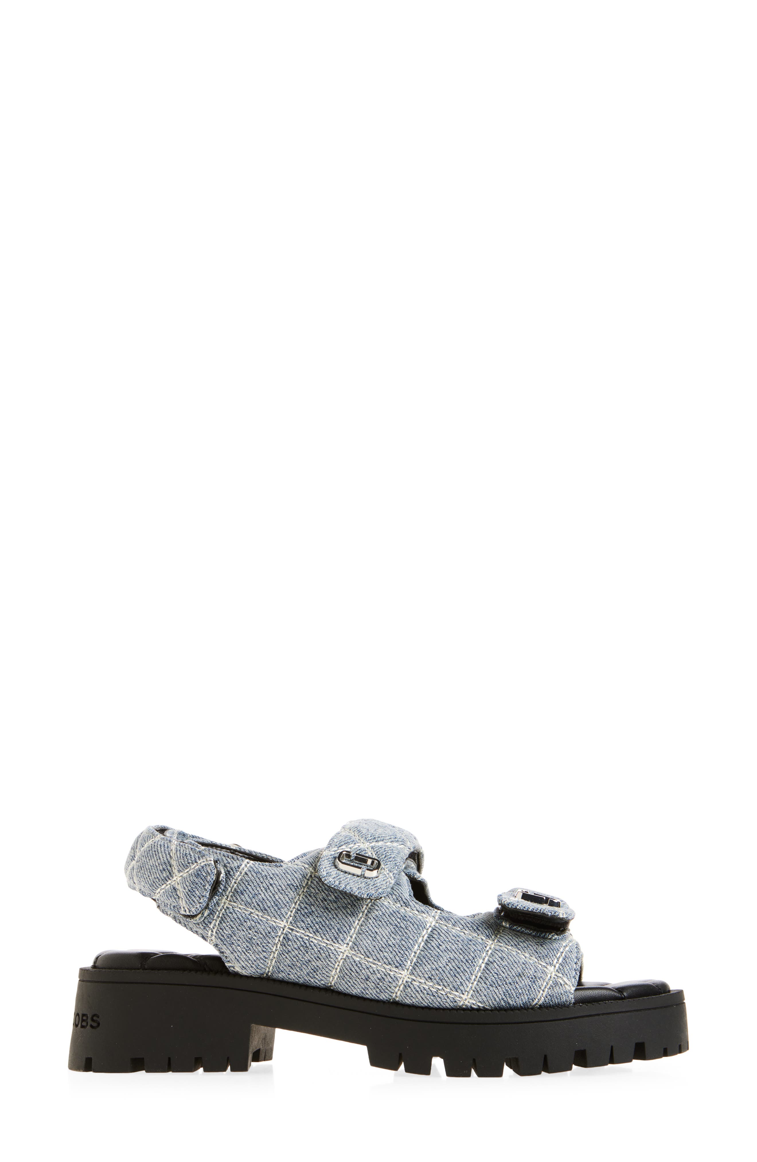 Marc Jacobs The Quilted Denim Sunny Sandal, Alternate, color, Light Wash Indigo