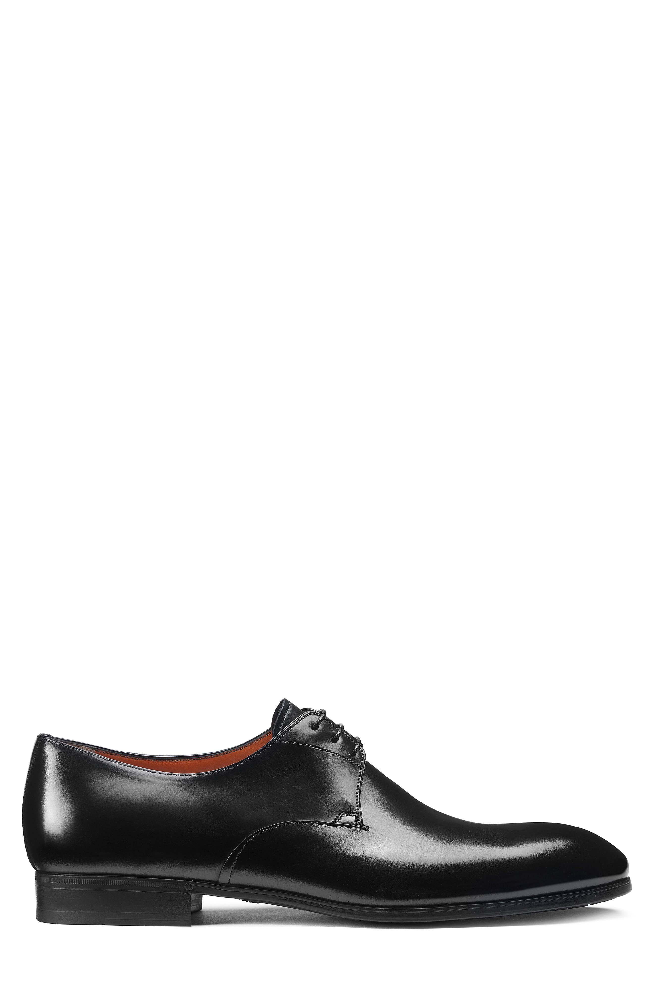 Santoni Induct Plain Toe Derby, Alternate, color, Black