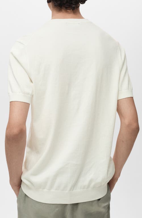 Mango Short Sleeve Cotton Crewneck Sweater In White