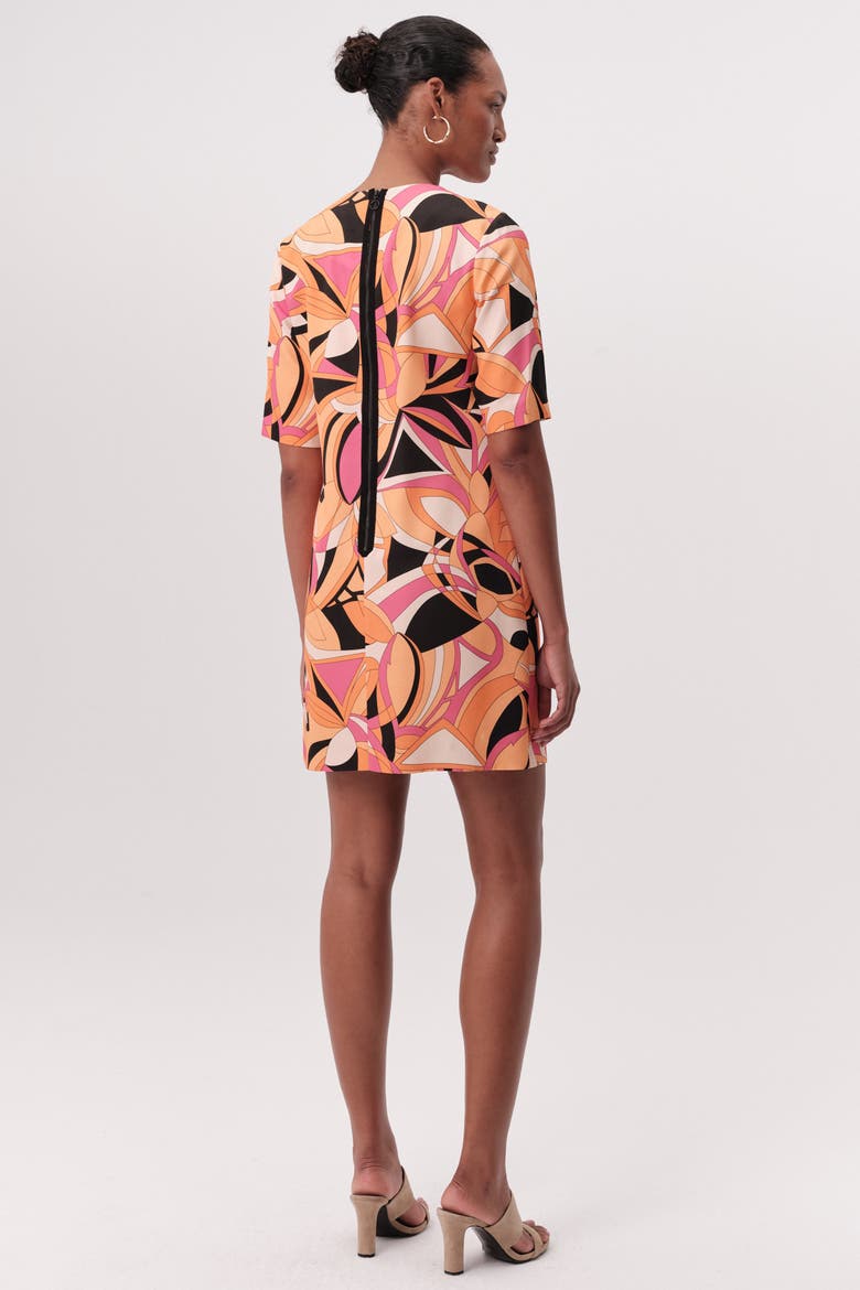 Short Sleeve Cut Out Mini Printed Dress, Alternate, color, MULTICOLOR