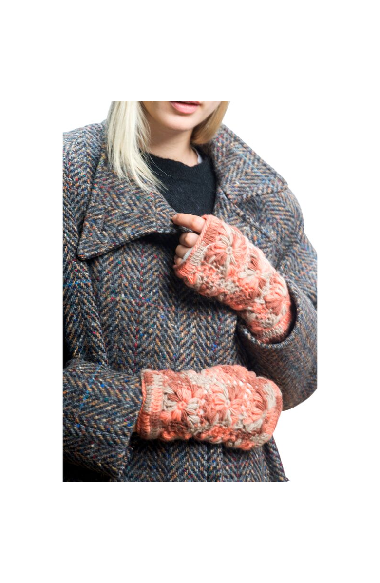 Nirvanna Designs Multi Color Flower Crochet Handwarmers, Alternate, color, Black Multi