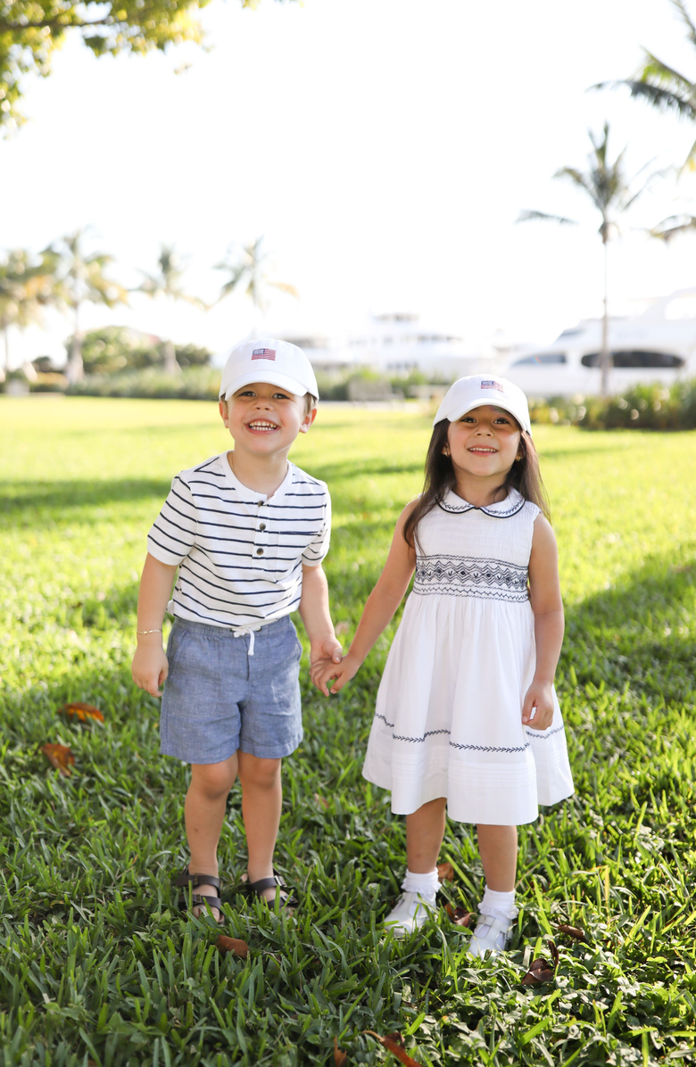 Bits & Bows American Flag USA Twill Baseball Hat, Alternate, color, White