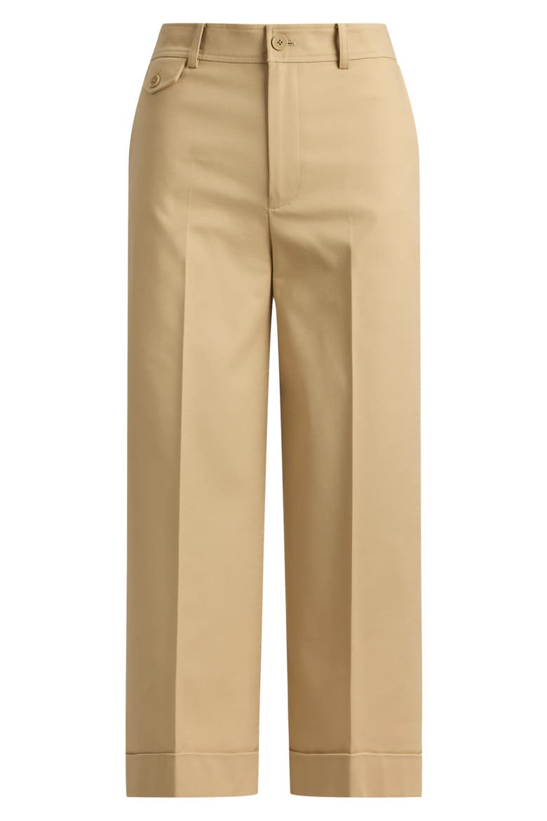 Cotton Stretch Twill Crop Wide Leg Pants, Alternate, color, BIRCH BEIGE