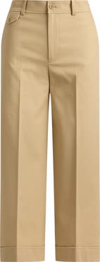 Lauren Ralph Lauren Cotton Stretch Twill Crop Wide Leg Pants