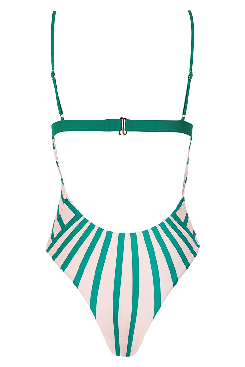Valmy Alina Beaded Cutout One-Piece Swimsuit, Alternate, color, GREEN MULTICOLOR