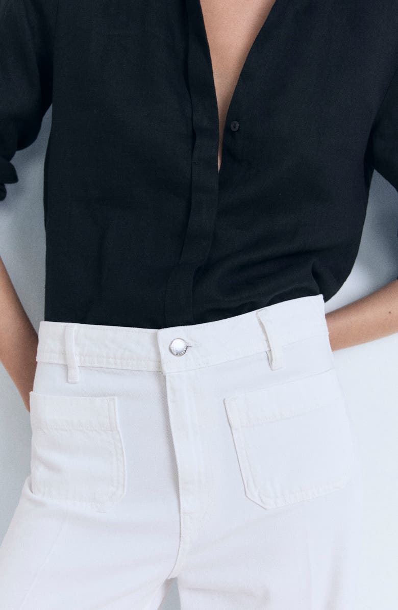 MANGO Patch Pocket High Waist Wide Leg Jeans, Alternate, color, White