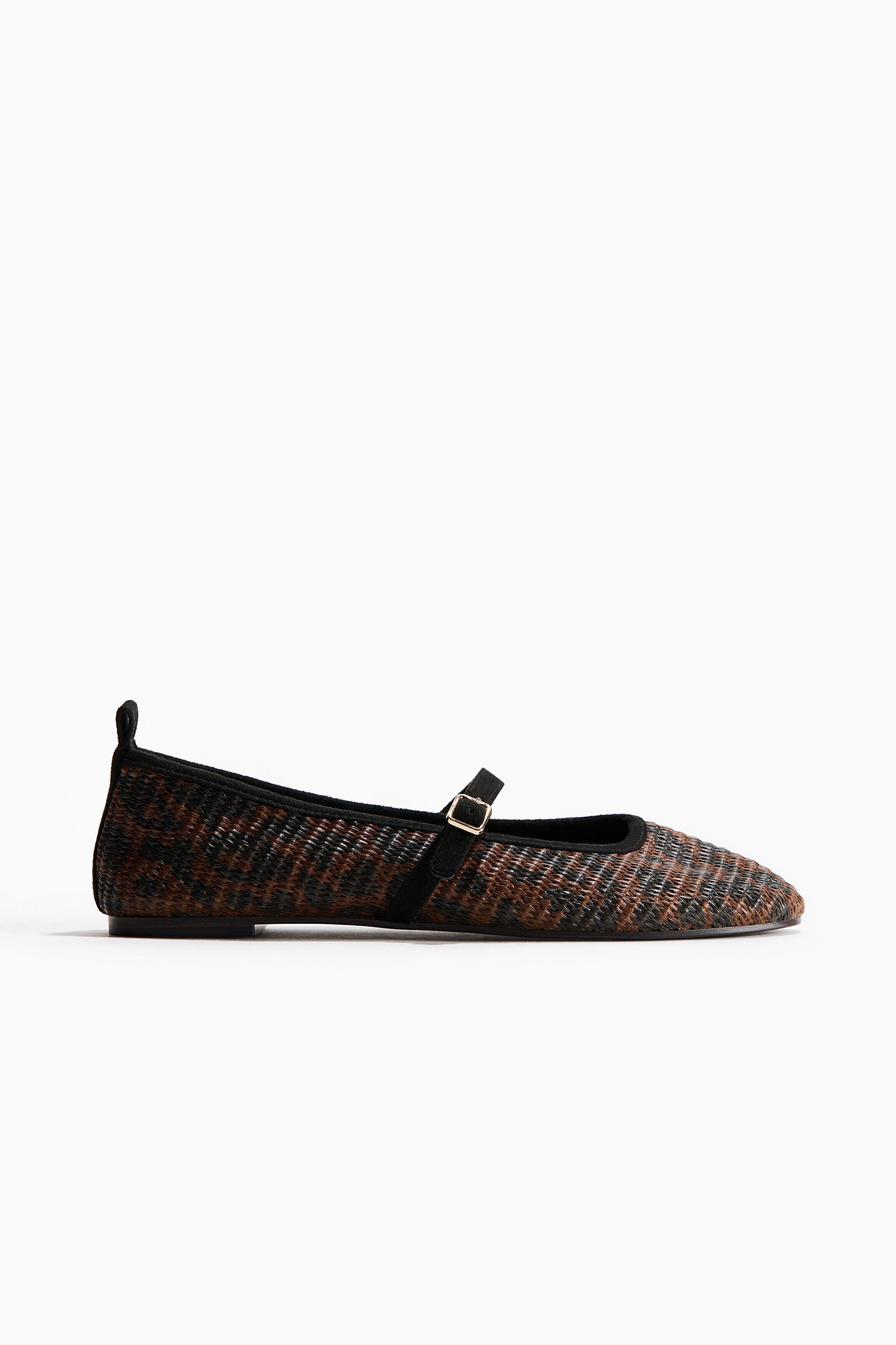 H&M Straw Mary Janes, Alternate, color, Dark Brown/Leopard Print