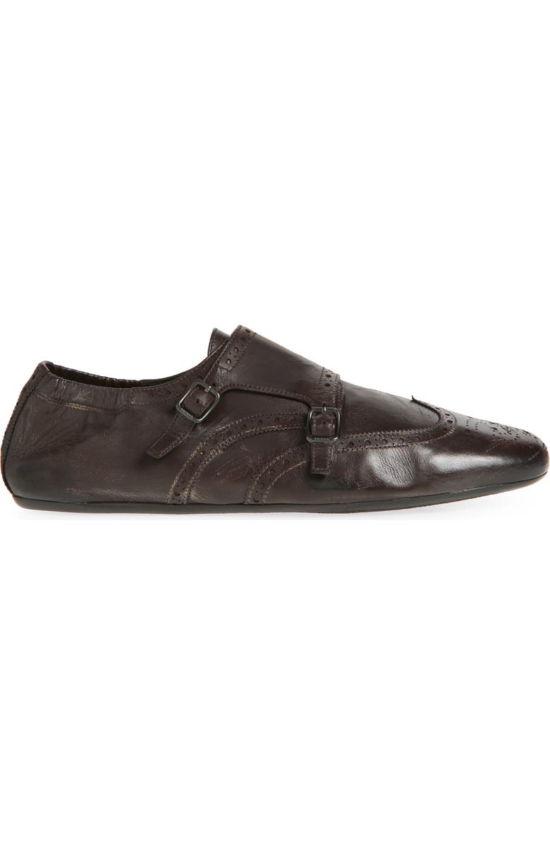 Prada Shuffle Double Monk Strap Shoe, Alternate, color, Ebano