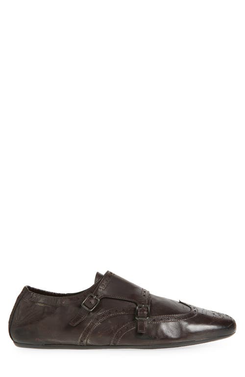 Prada Shuffle Double Monk Strap Shoe In Ebano