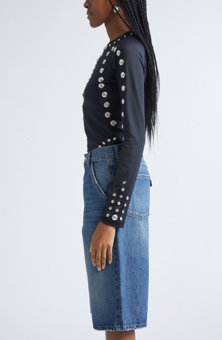 Coperni Snap Detail Jersey Top, Alternate, color, Black