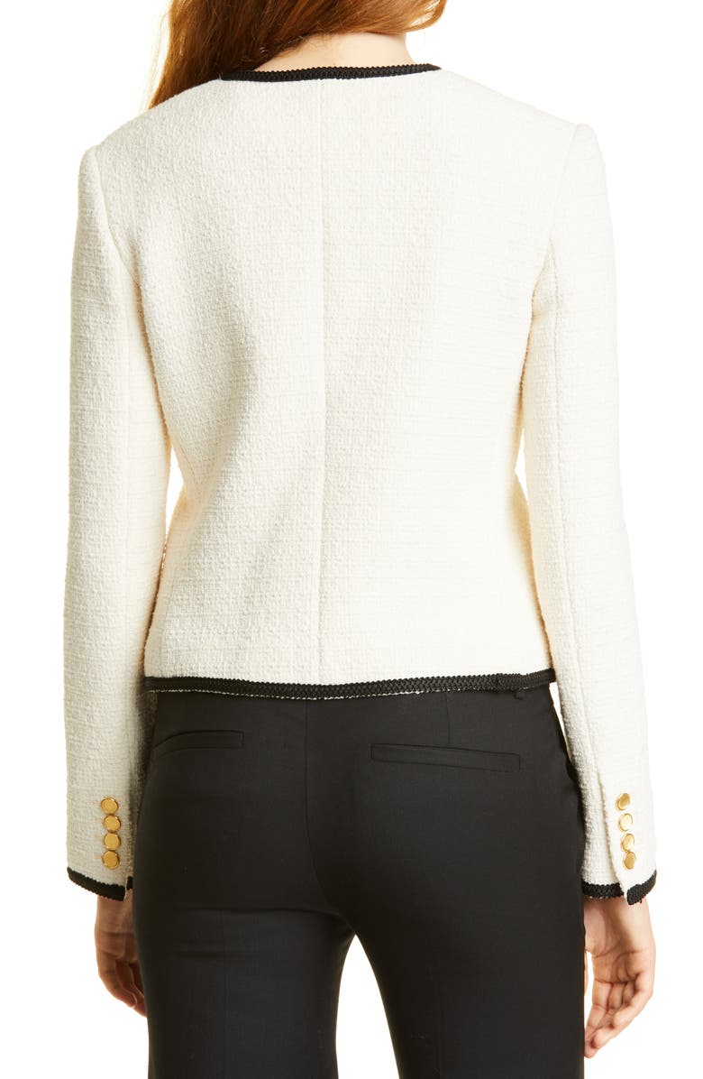 Nili Lotan Aubrey Tweed Jacket, Alternate, color, Ecru With Black Tape