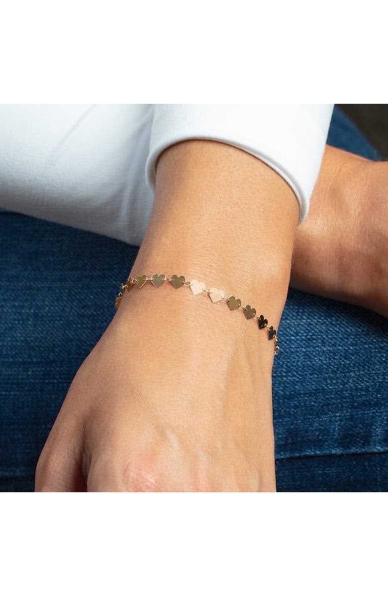The Lovery Fine Jewelry Gold Mirrored Heart Bracelet, Alternate, color, 