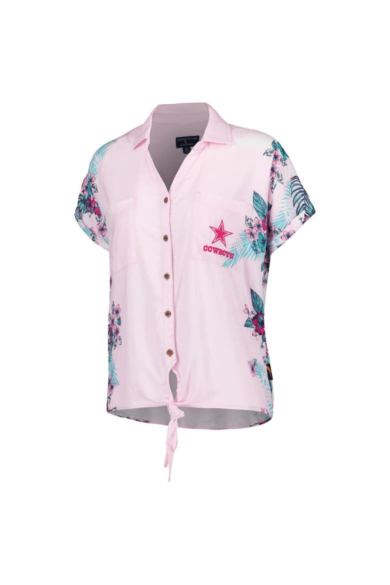 Women's Margaritaville Pink Dallas Cowboys Stadium Tie-Front Button-Up Shirt, Alternate, color, Pink