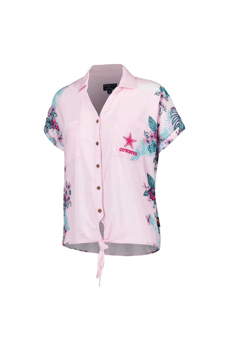 Margaritaville Women's Margaritaville Pink Dallas Cowboys Stadium Tie-Front Button-Up Shirt, Alternate, color, Pink