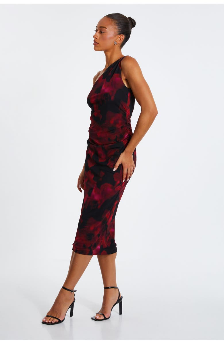 QUIZ Mesh Floral One Shoulder Maxi Dress, Alternate, color,