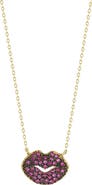 SPHERA MILANO 14K Yellow Gold Plated Sterling Silver & CZ Lips Pendant Necklace