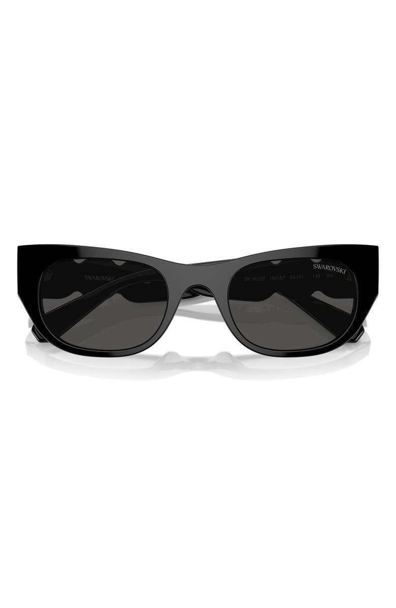 Swarovski 53mm Pillow Sunglasses, Alternate, color, Black